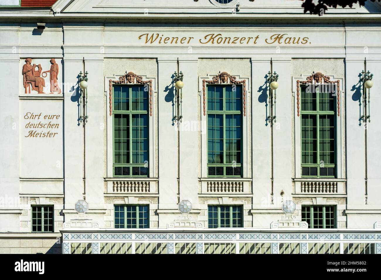 Vienna, Austria, July 3: View of the Facade of Concert Hall (Wiener Konzerthaus, circa 1913) Ferdinand Fellner and Hermann Helmer in the city of Vienn Stock Photo