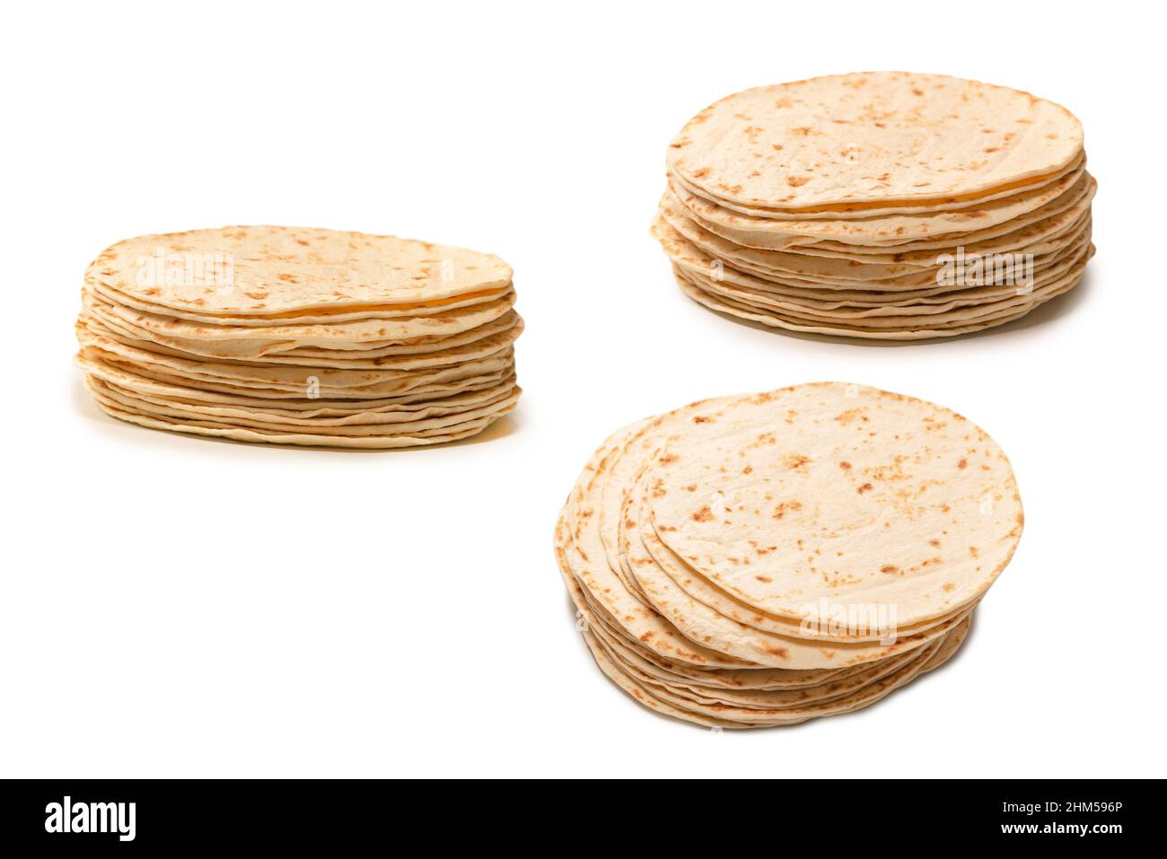 Pitta bread isolated on white background. Top view. Stock Photo