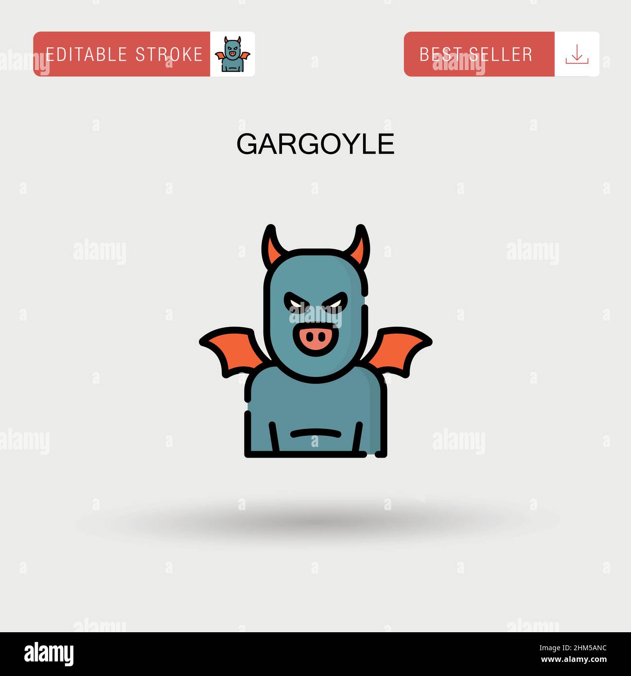 Gargoyle Simple vector icon. Stock Vector
