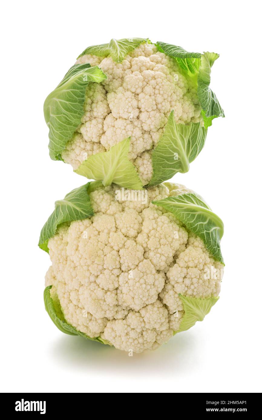 Fresh Cauliflowers  isolated on white background Stock Photo
