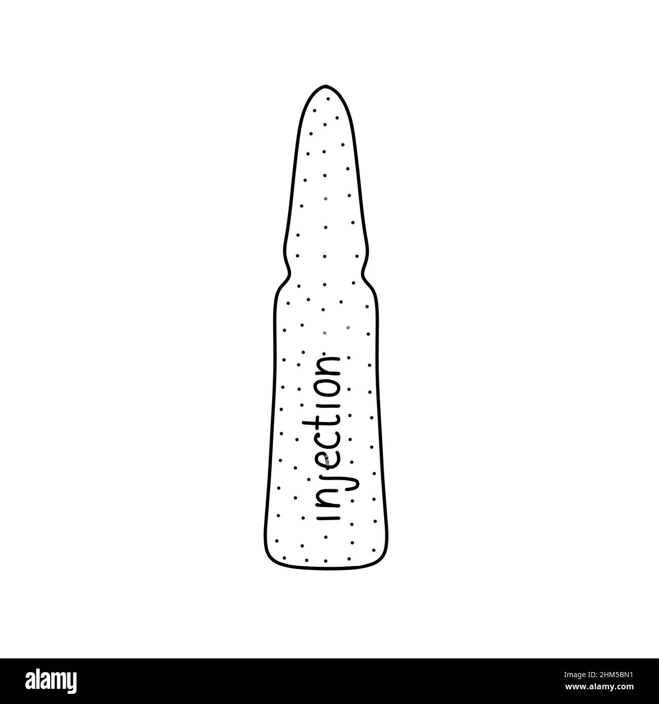 Hand drawn vector illustration of injection ampoule in doodle style