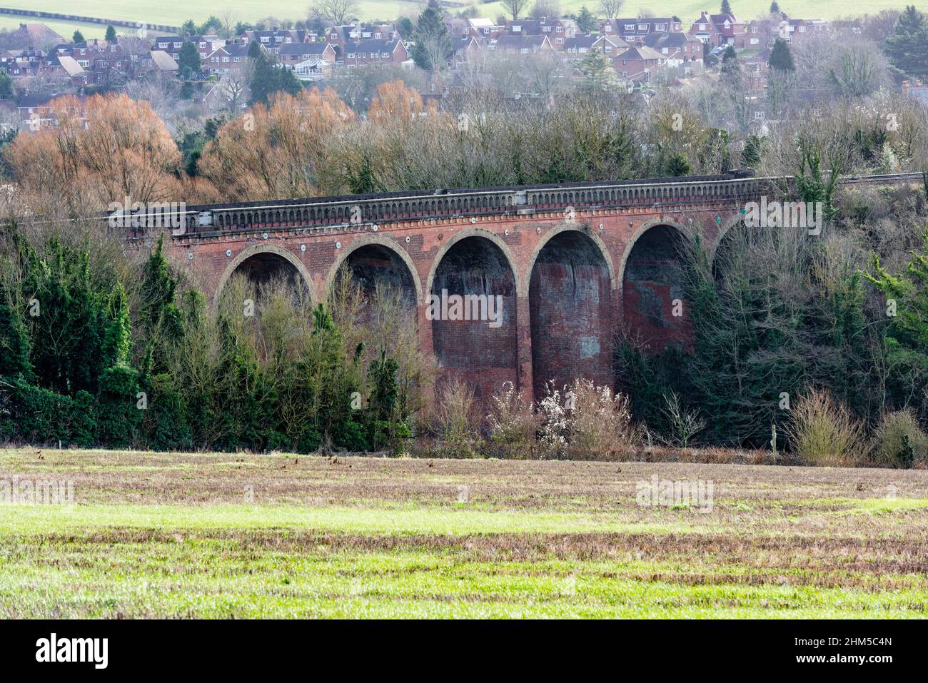The village of Eynsford near Dartford in Kent and its railway viaduct built in 1860 Stock Photo