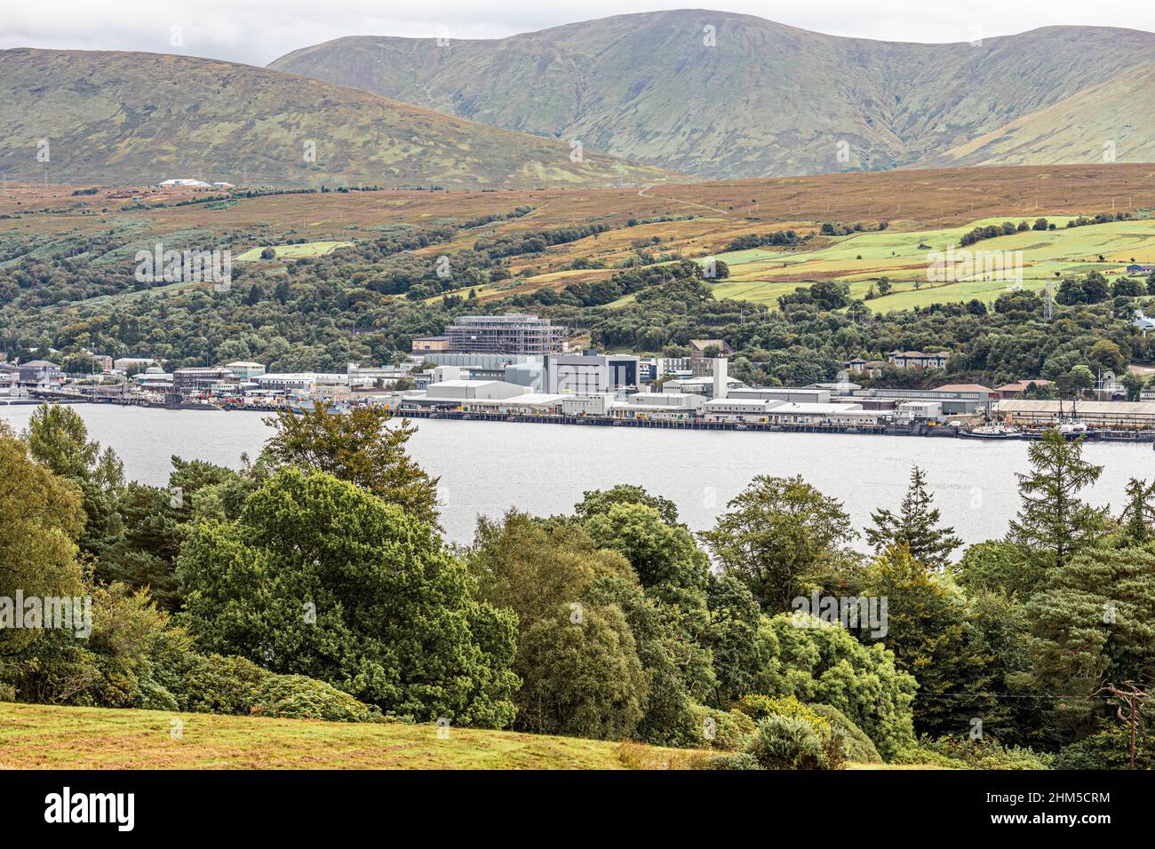 HMNB Clyde nuclear submarine base beside Gare Loch at Faslane, Argyll & Bute, Scotland UK Stock Photo