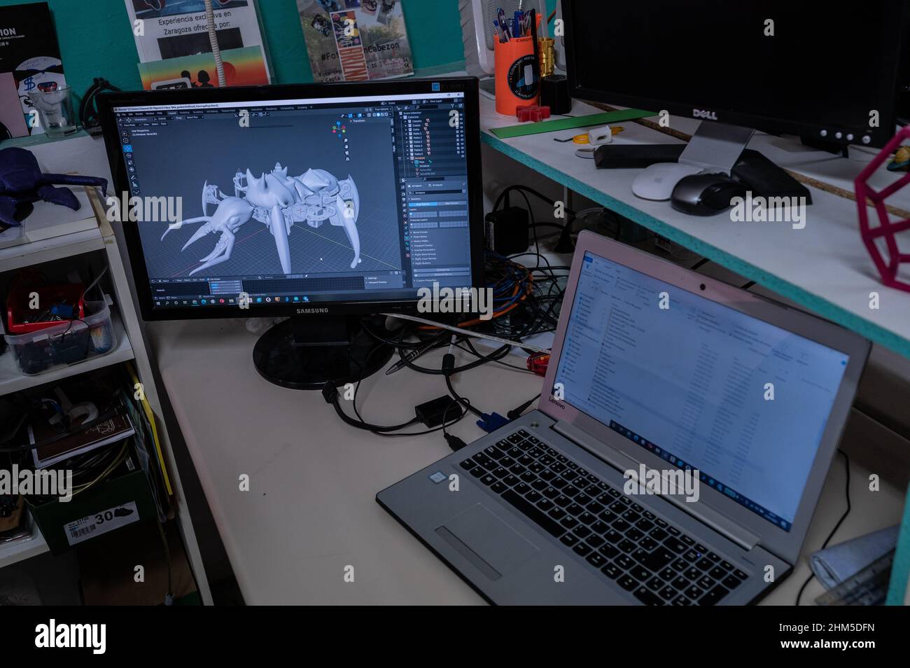 3D printed robot design at Zaragoza MakerSpace, a non-profit association that aims to serve as a platform to learn and develop projects in the field o Stock Photo