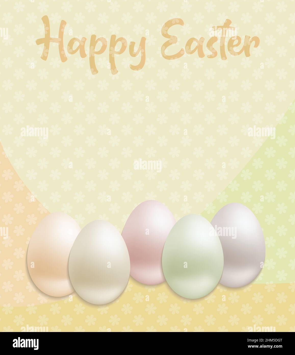 Happy Easter with eggs, greeting card, flower background pattern vector Stock Vector