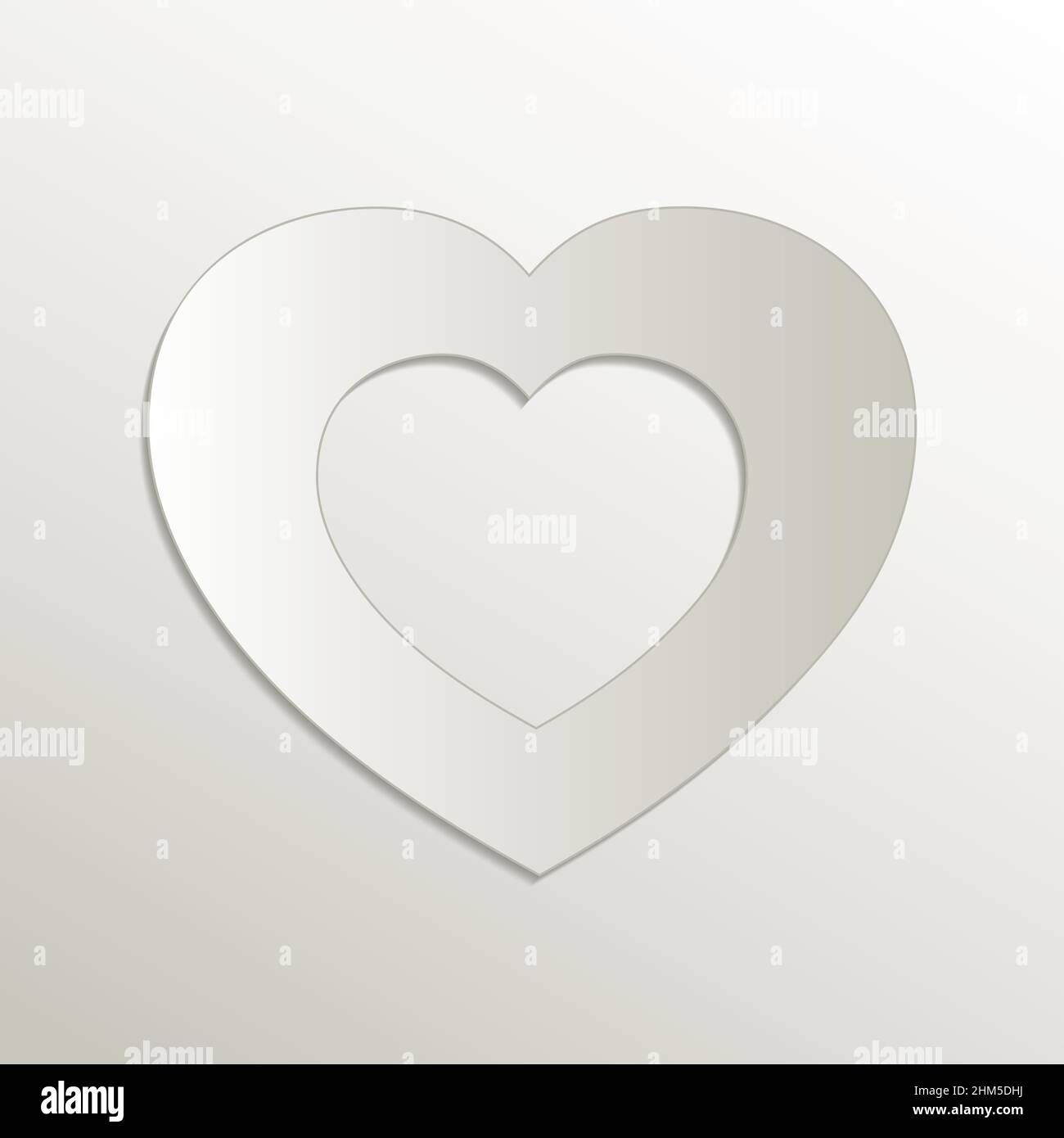 Heart icon, card paper 3D natural vector Stock Vector