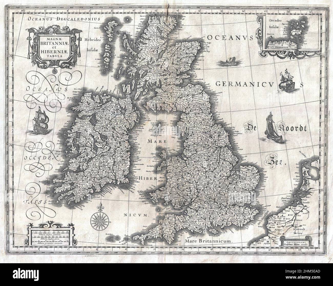 1631 Blaeu Map of the British Isles (England, Scotland, Ireland 