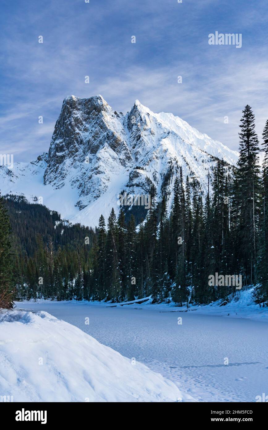 Mount Burgess in winter near Emerald Lake, Yoho National Park, British Columbia, Canada. Stock Photo