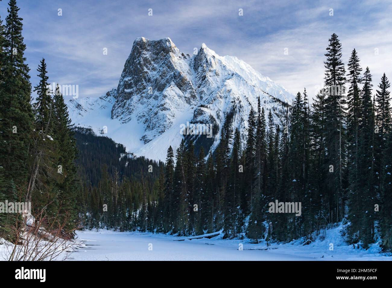 Mount Burgess in winter near Emerald Lake, Yoho National Park, British Columbia, Canada. Stock Photo