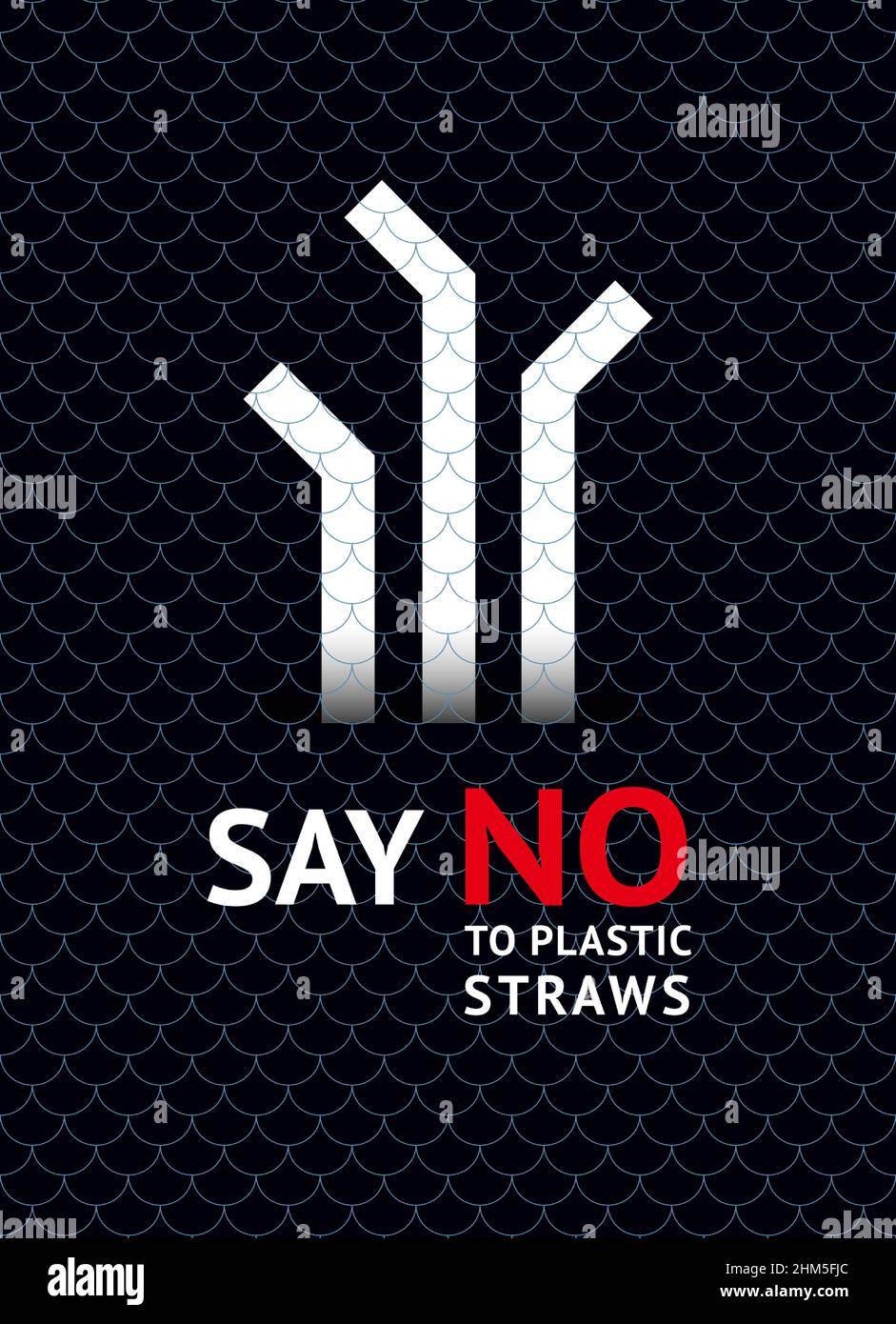 Say no to plastic straws, trendy ecological posters set for print Stock