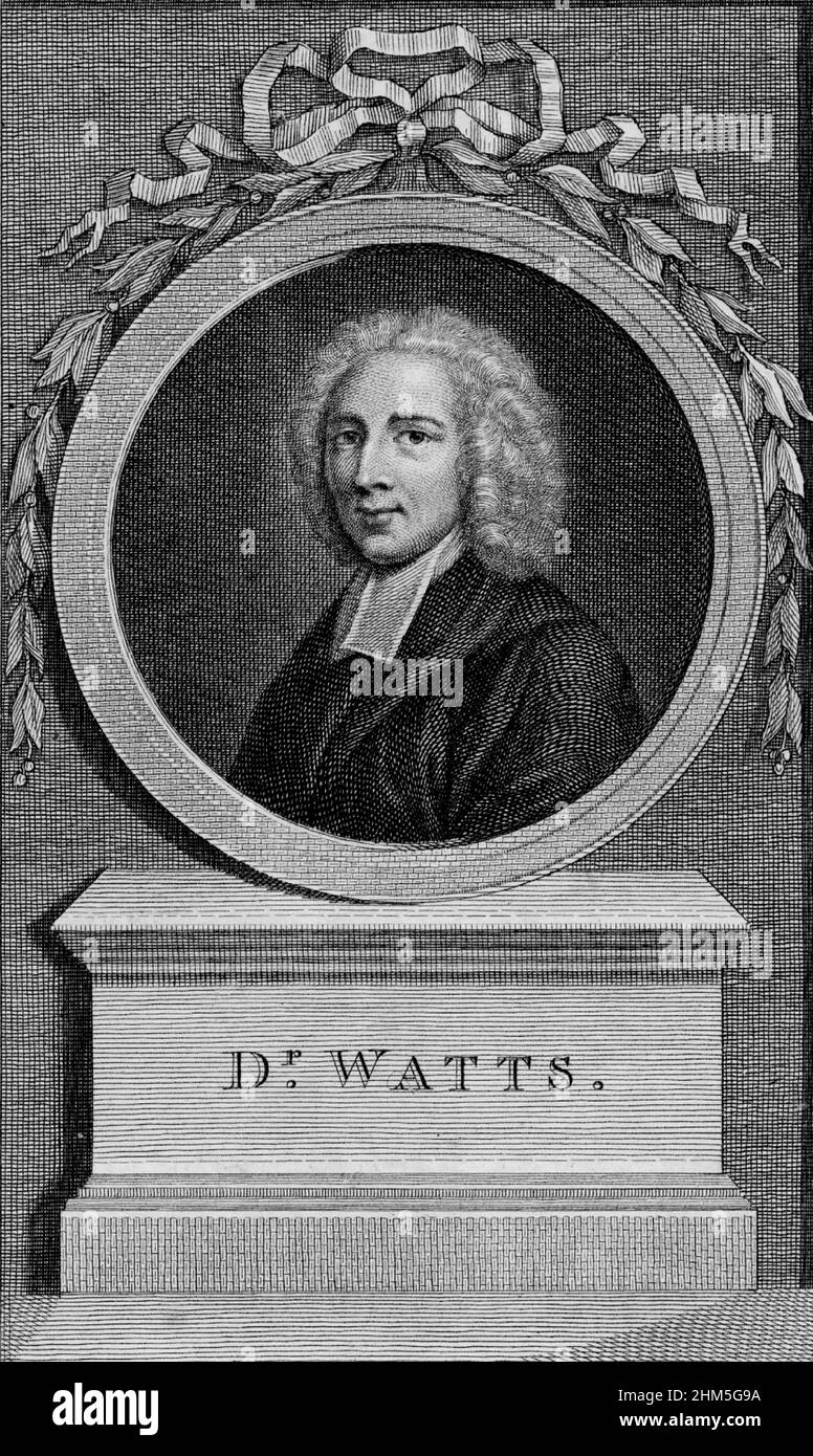 Portrait of Isaac Watts (1674-1748) - Engraving, 19th century Stock Photo