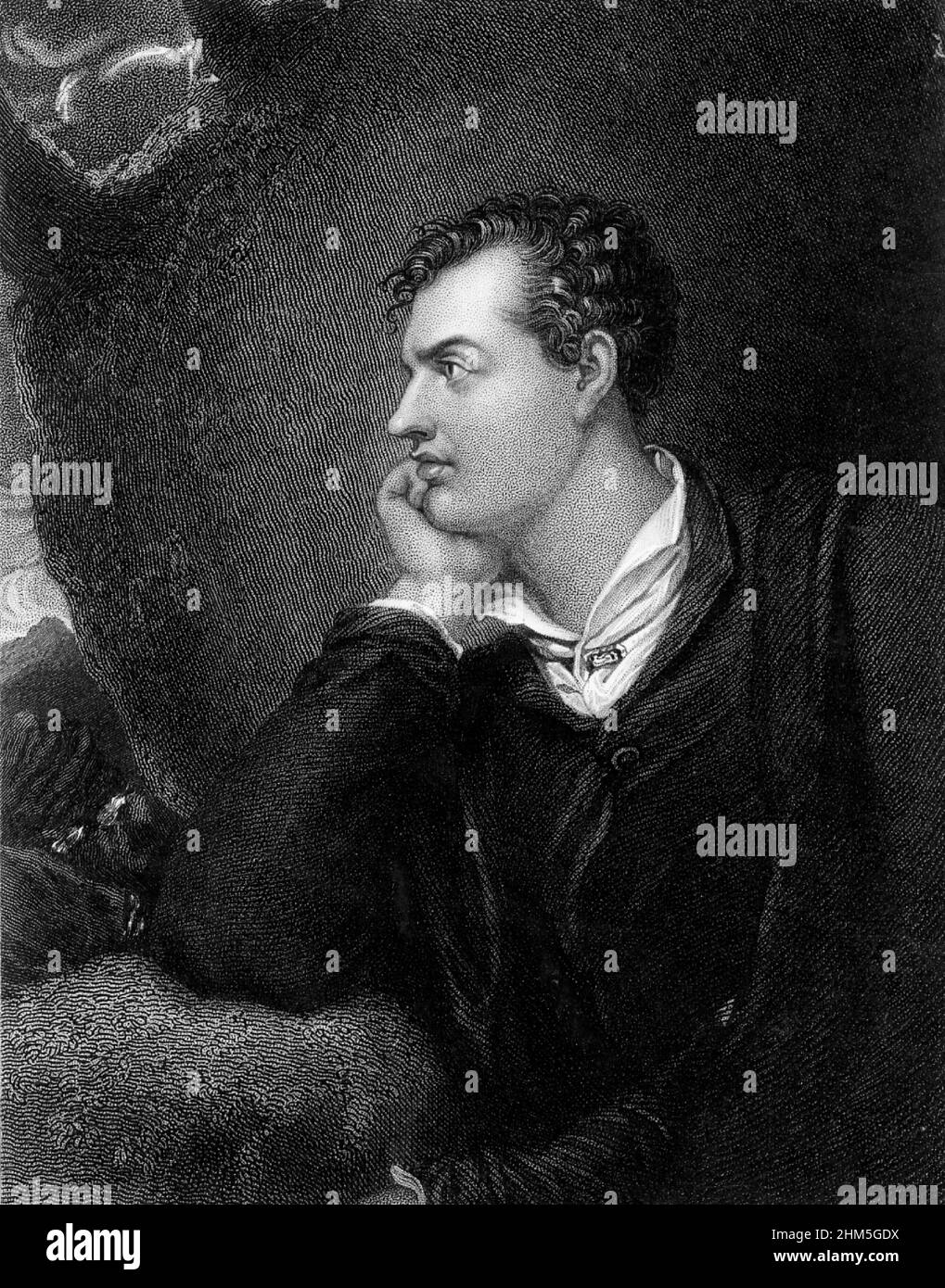 Portrait of George Gordon, Lord Byron (1788-1824) - Engraving, 19th century Stock Photo