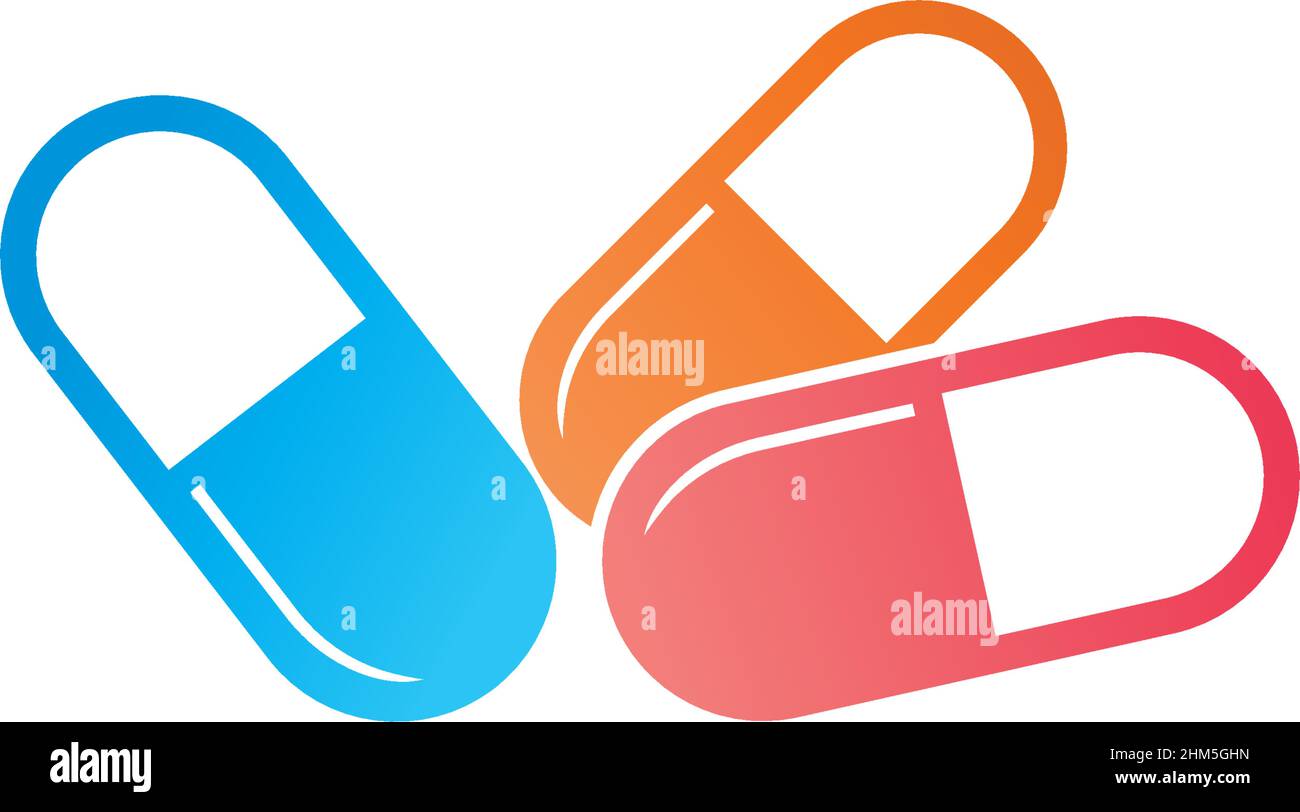 Capsule medicine icon logo desain illustration vector Stock Vector