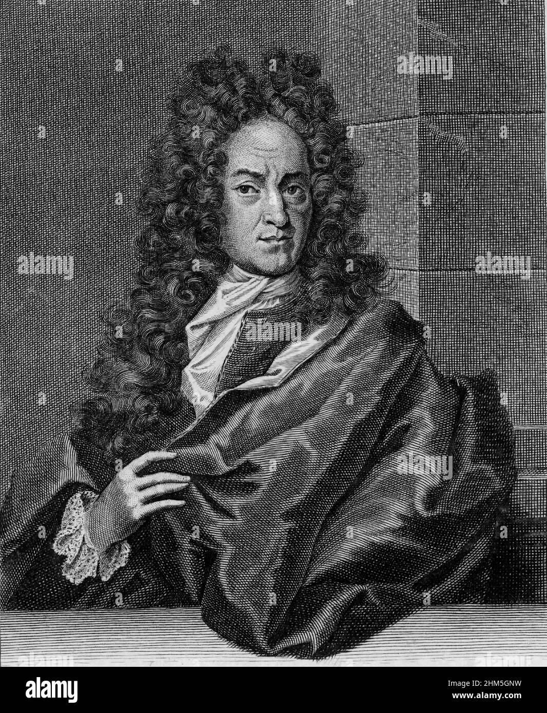 Portrait of Georg Ernst Stahl (1660-1734) - Engraving, 19th century Stock Photo