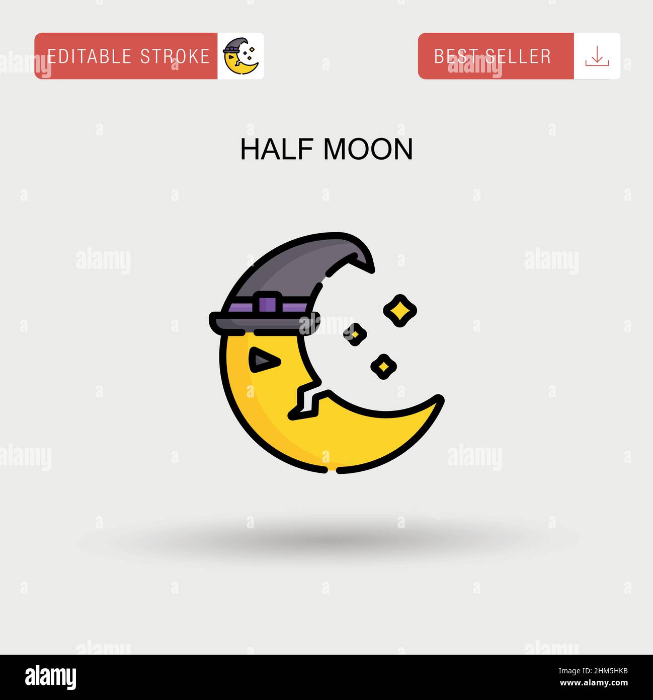 Half moon Simple vector icon. Stock Vector