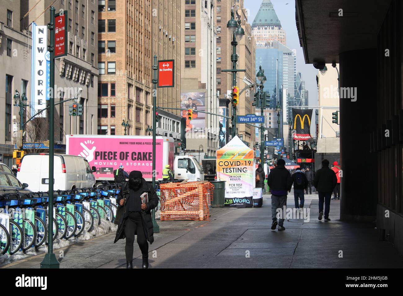 COVID-19 testing station along 34th Street and 8th Avenue, New York, NY Stock Photo