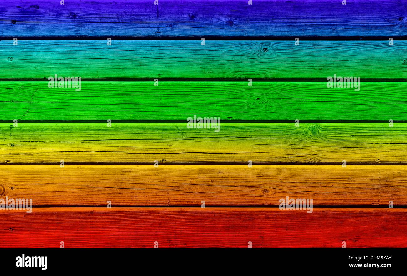 Rainbow wood grunge background Stock Photo