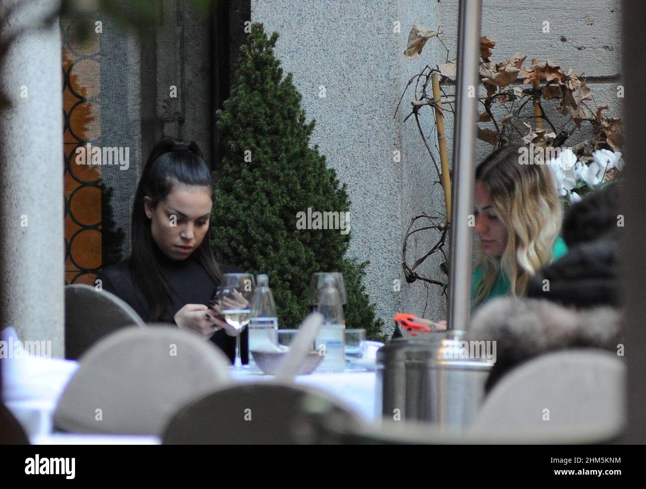 Milan, . 07th Feb, 2022. Milan, 07-02-2022 Karima El Mahroug, better known as RUBY RUBACUORI main protagonist of the 'BUNGA BUNGA' trial against SILVIO BERLUSCONI, after being surprised at lunch with a friend in a famous restaurant in the center, enters a clothing boutiques to buy some shirts, including one with a red heart to celebrate 'Valentine's Day'. At the end of the shopping, she lets her friend take her home by car. EXCLUSIVE SERVICE Credit: Independent Photo Agency/Alamy Live News Stock Photo