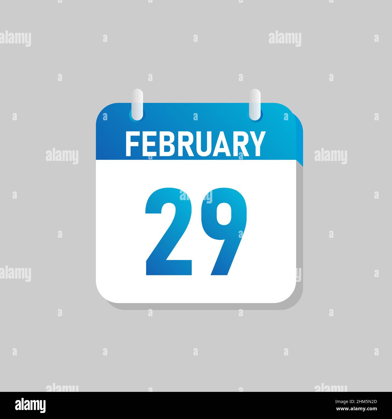 White daily calendar Icon February in a Flat Design style. Stock Vector