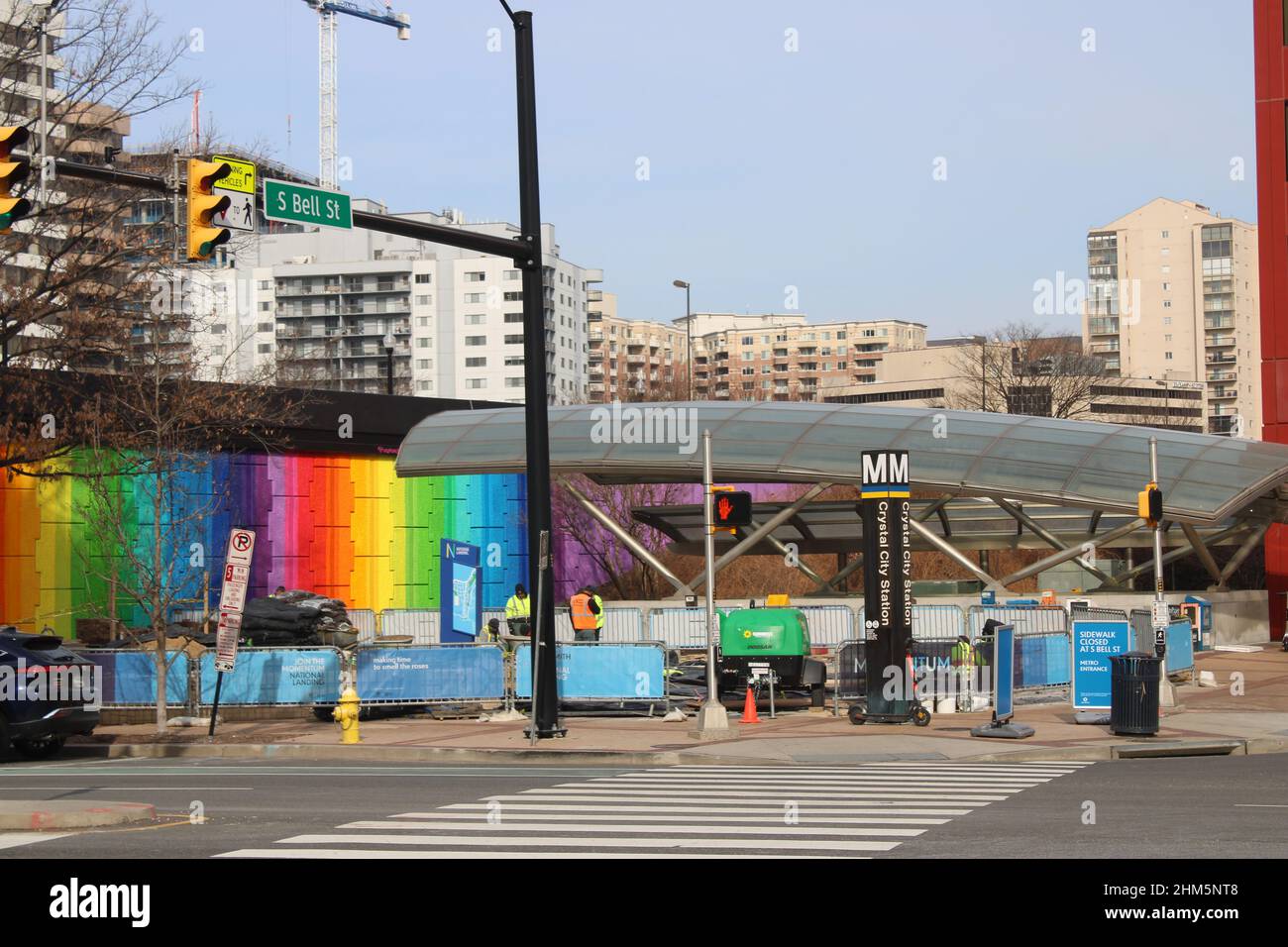 Crystal City Metro Station exit, with surrounding construction Stock Photo Alamy