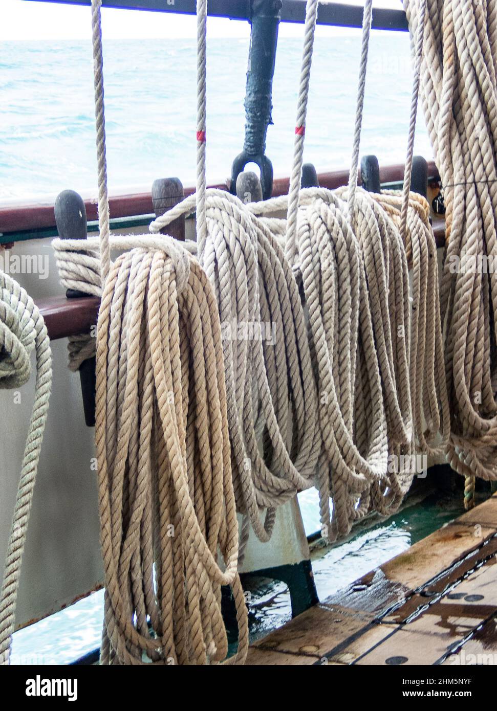 Detail of tall ship rigging, Queensland, Australia Stock Photo