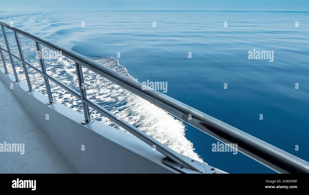 Detail of holiday cruise boat in the Maldives in calm weather Stock Photo