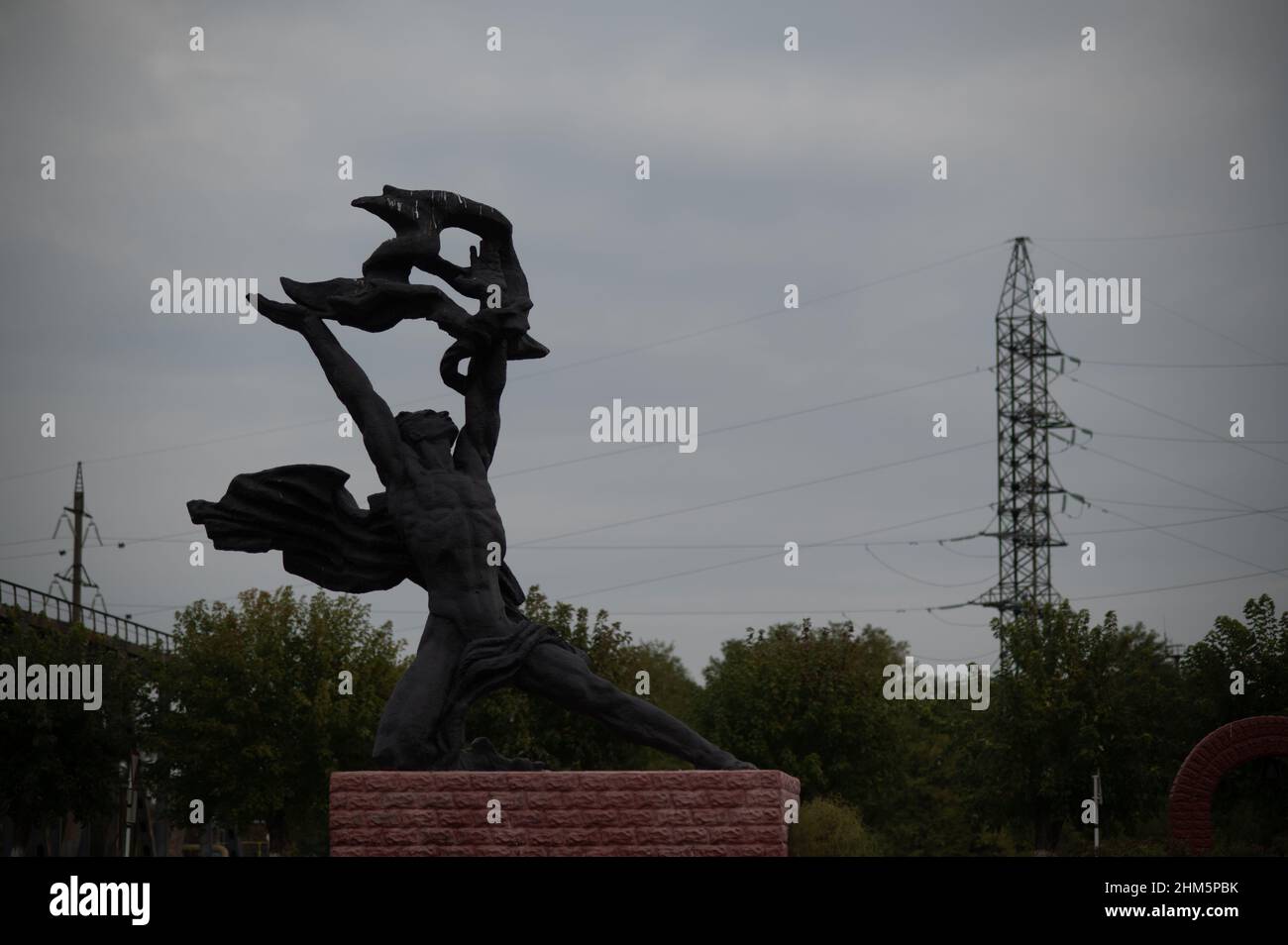 The famous Prometheus statue outside the Chernobyl Nuclear Power Plant once stood outside the theatre in nearby Pripyat. Stock Photo