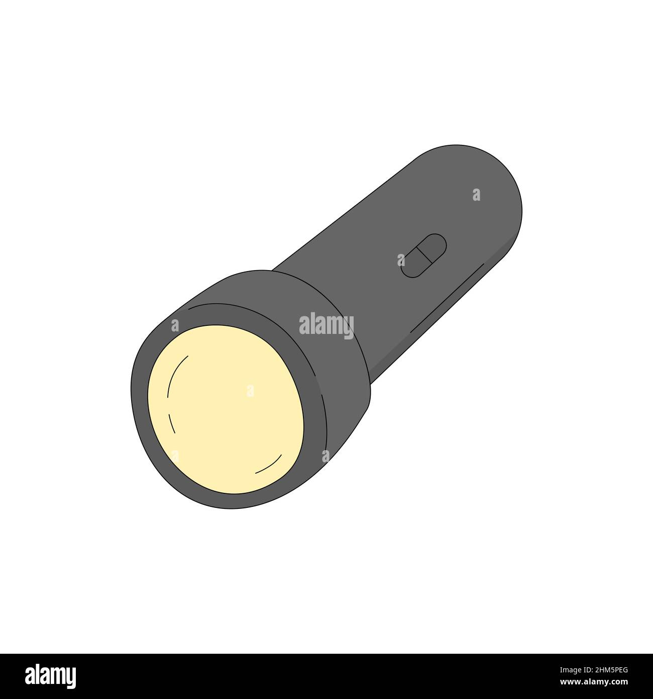 Cartoon vector illustration of flashlight isolated on a white background. Pocket torch - emergency service equipment and camping trip item Stock Vector