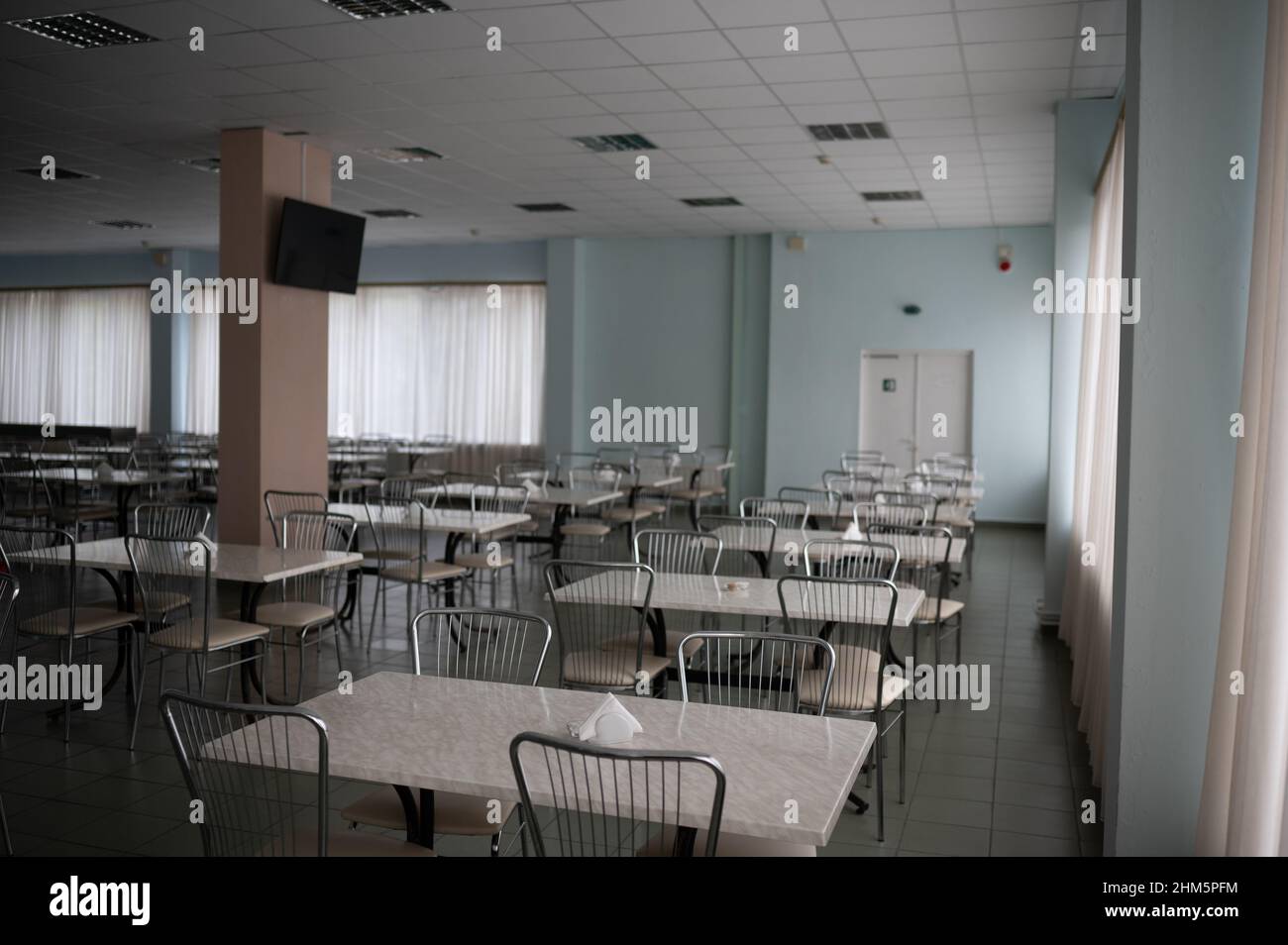 The staff and tourist cafe at the Chernobyl Nuclear Power Plant. Stock Photo