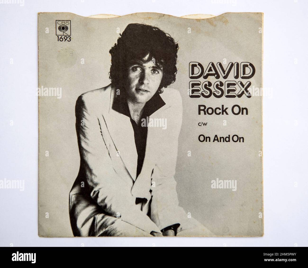 Picture cover of the seven inch single version of Rock On by David Essex, which was released in 1973. Stock Photo