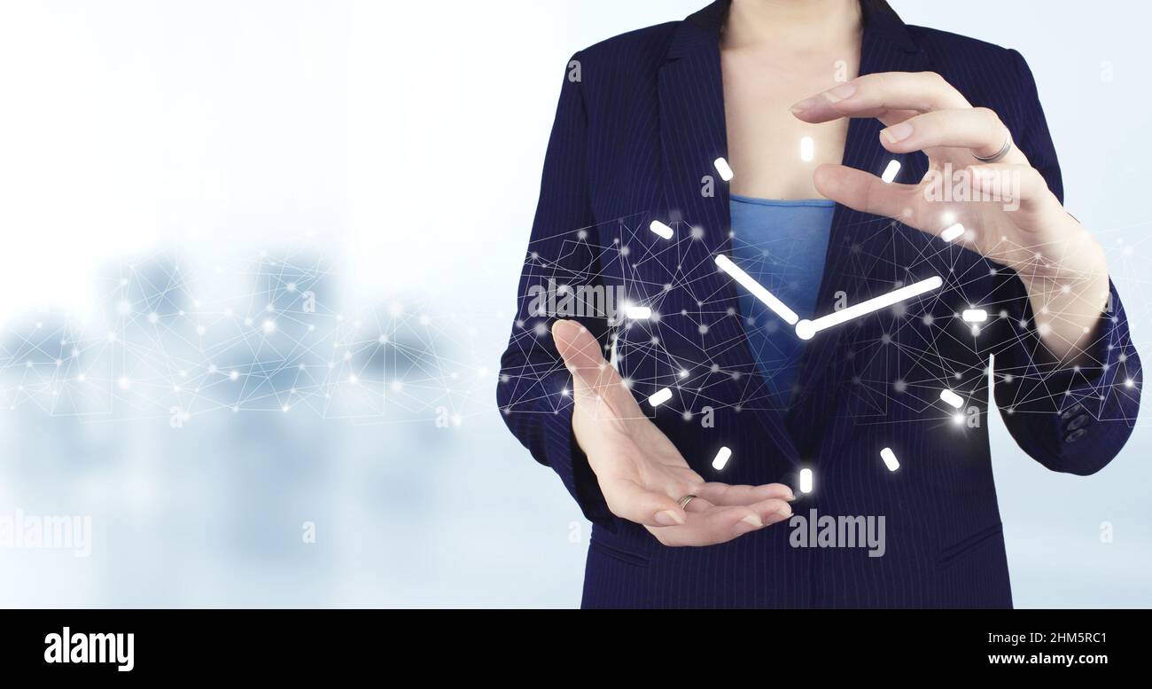 Time Timing Punctual Schedule Management Concept. Two hand holding