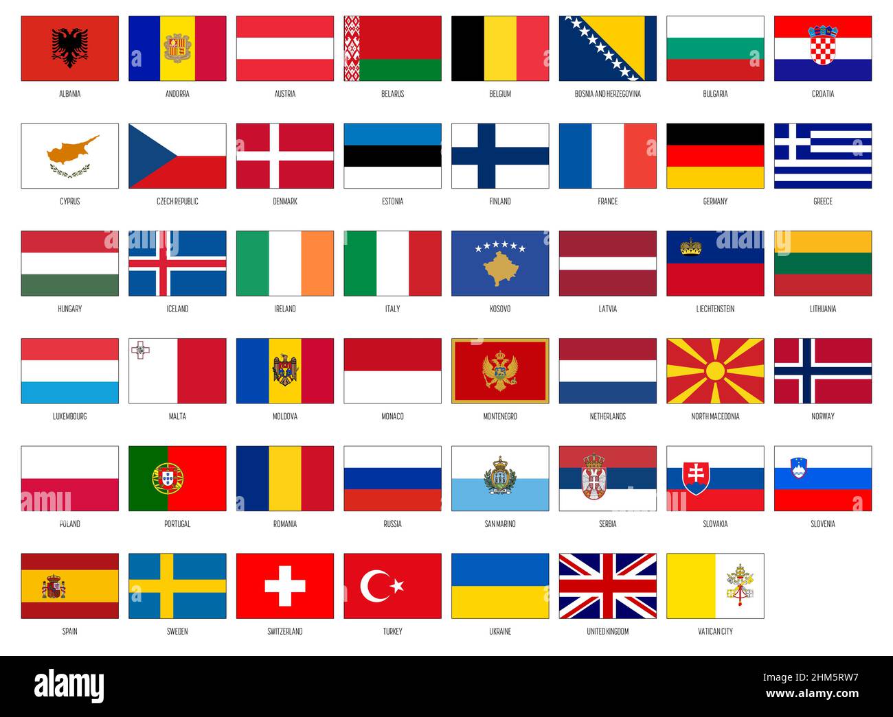 Europe vector national flag collection Stock Vector