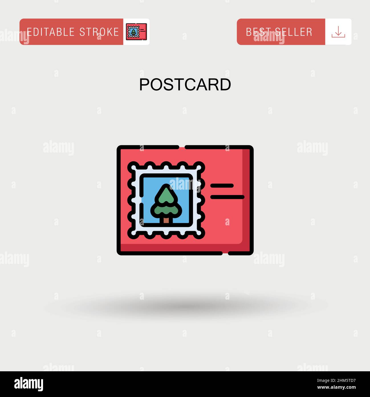 Postcard Simple vector icon. Stock Vector