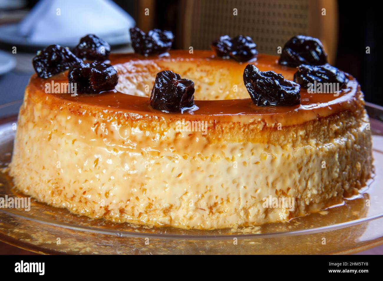 Condensed milk pudding with eggs Stock Photo Alamy