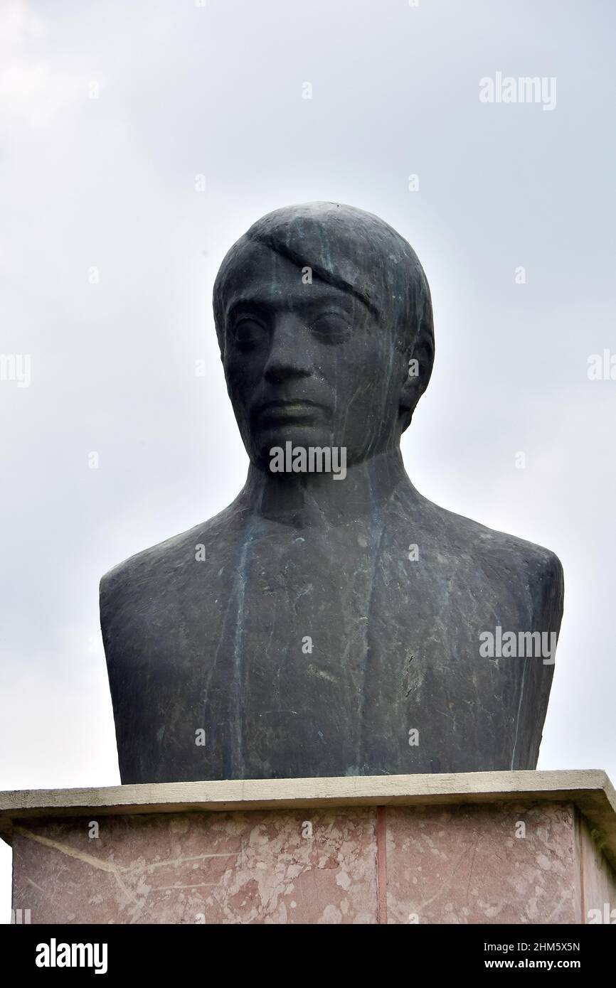 Bust of Endre Ady (Andrew Ady), Érmindszent, Satu Mare County, Romania, Europe Stock Photo