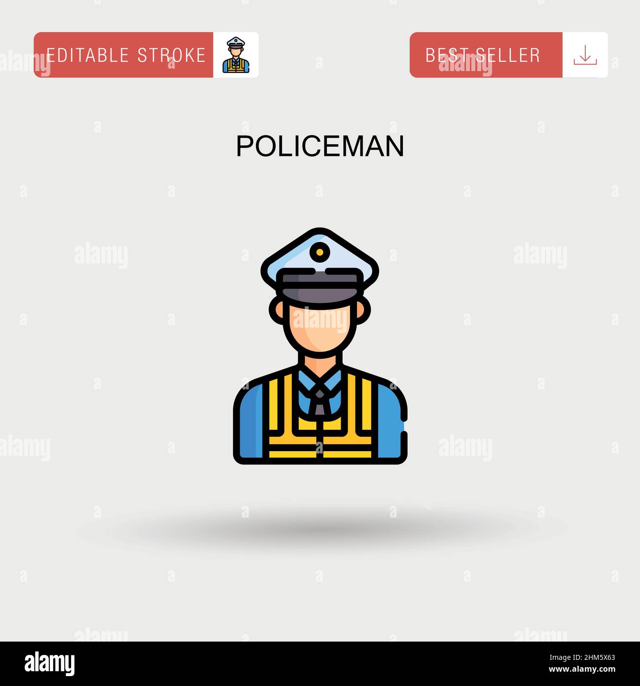 Policeman Simple vector icon. Stock Vector