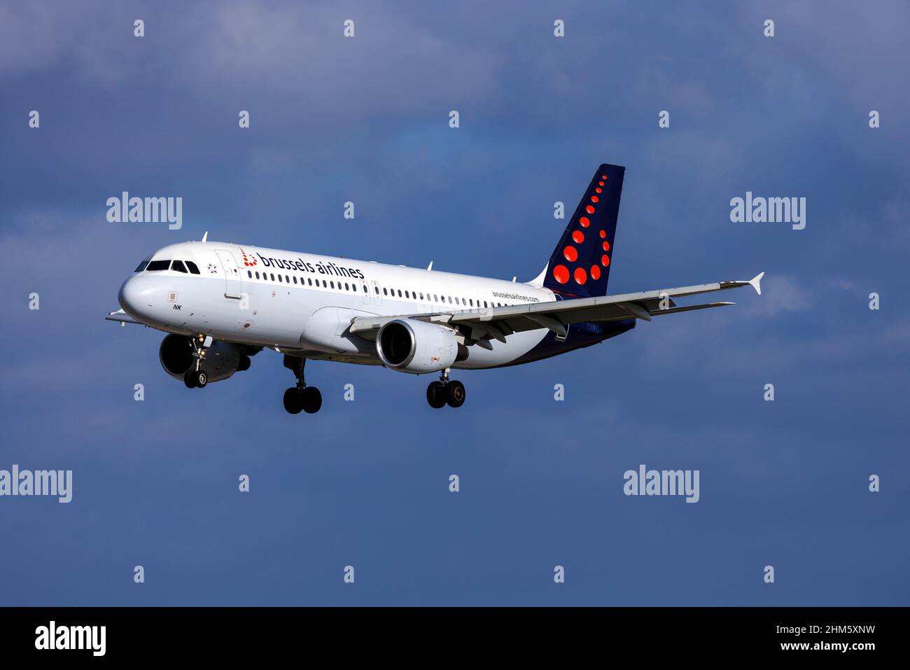Brussels Airlines Airbus A320-214 (REG: OO-SNK) arriving in Malta for servicing. Stock Photo