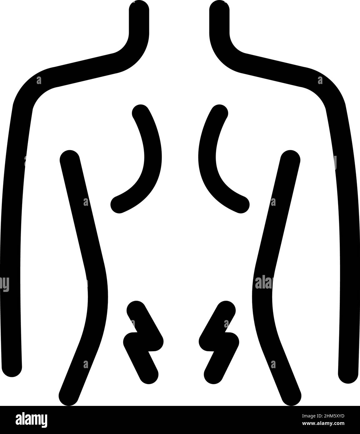 Back pain outline icon. Lower back or kidney. Pms or menopause symptom. Premium quality graphic design icon. Outline symbol for websites, web design, Stock Vector