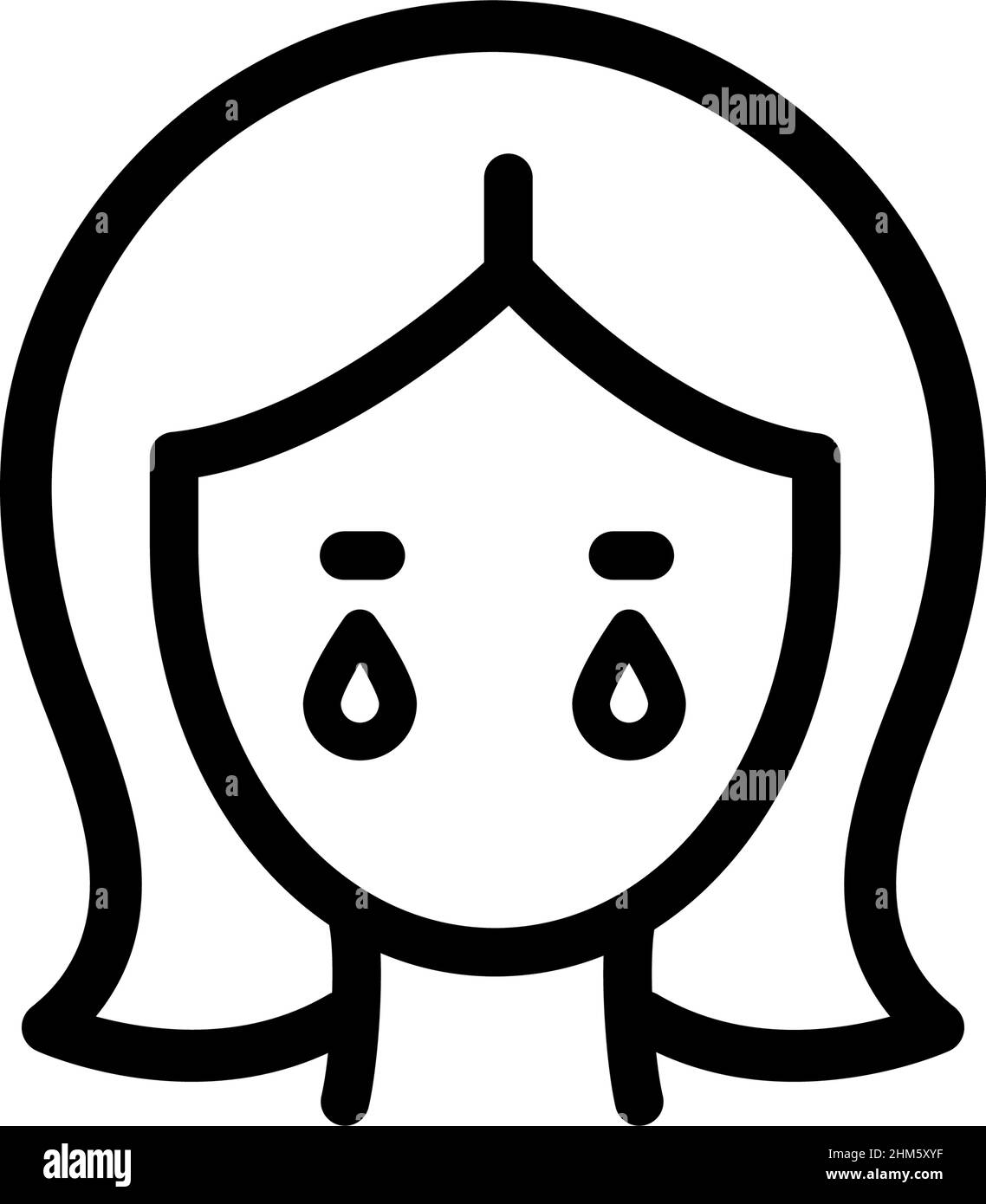 Woman crying, pms or menopause symptoms, emotions and mood. Outline icon in trendy design style. Feminine mood. Vector linear simple icon isolated on Stock Vector
