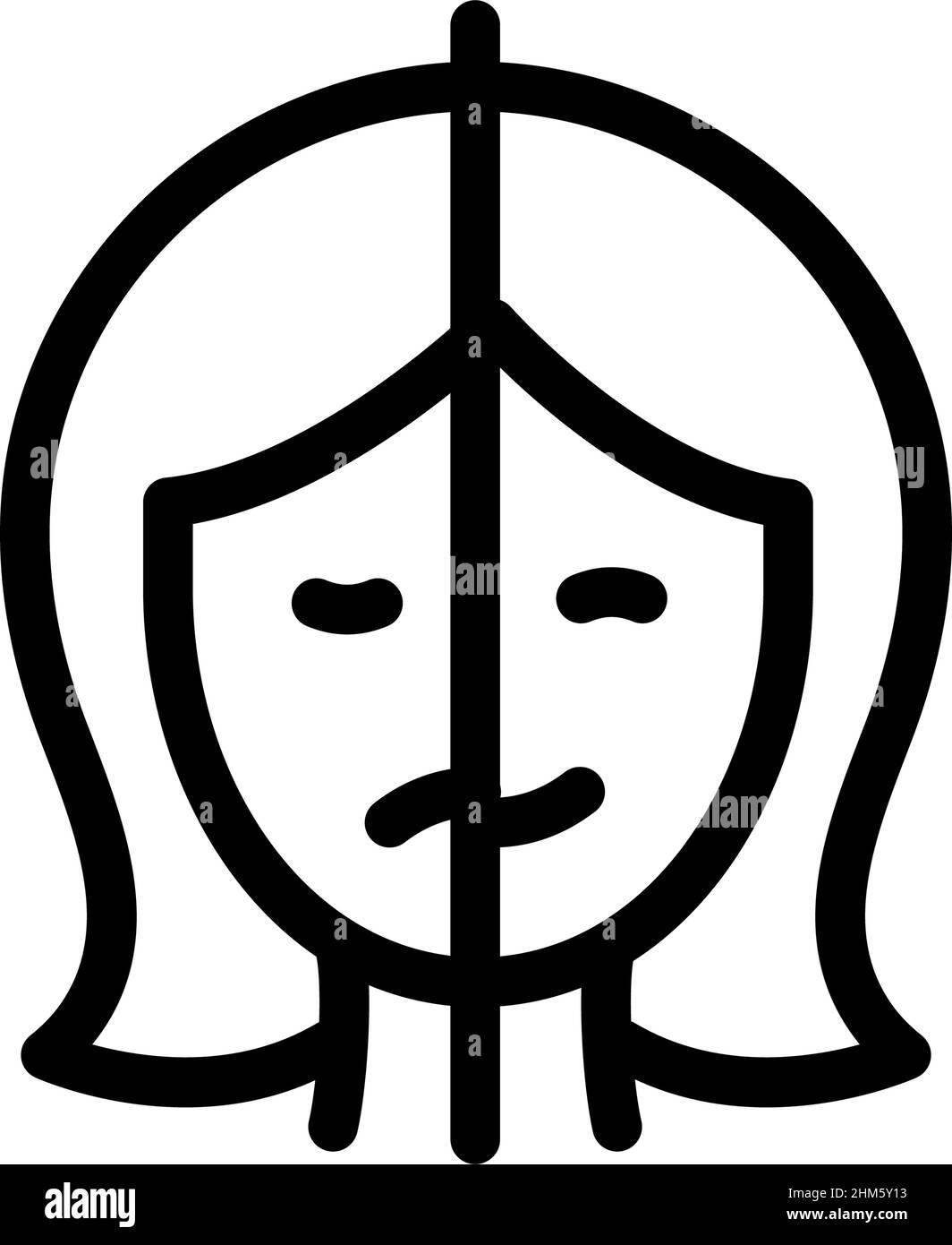 PMS or menopause symptoms concept. Mood swing, bipolar disorder outline icon. Woman suffering from premenstrual or menopause syndrome. Linear style ve Stock Vector