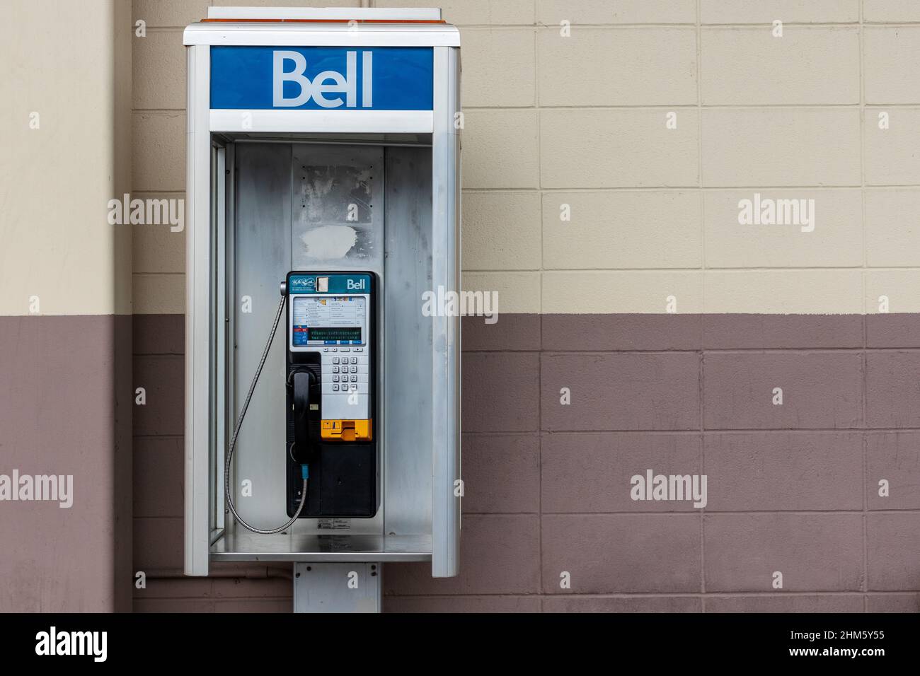 Ottawa, Canada October 16, 2021 Bell public phone booth Stock Photo
