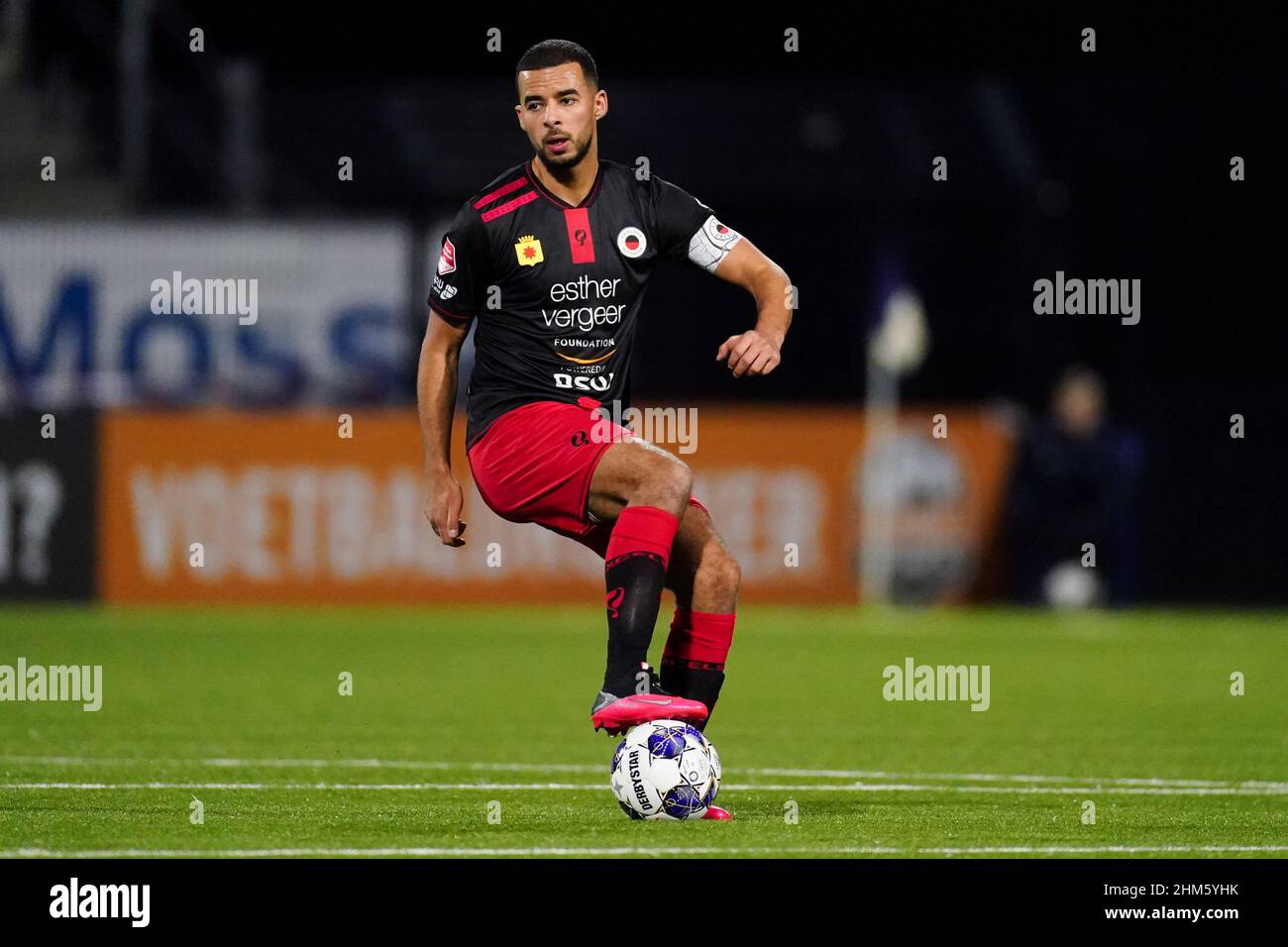 EINDHOVEN, NETHERLANDS - FEBRUARY 7: Redouan El Yaakoubi of Excelsior  Rotterdam during the Dutch Keukenkampioendivisie match between FC Eindhoven  and Excelsior at the Jan Louwers Stadion on February 7, 2022 in Eindhoven,