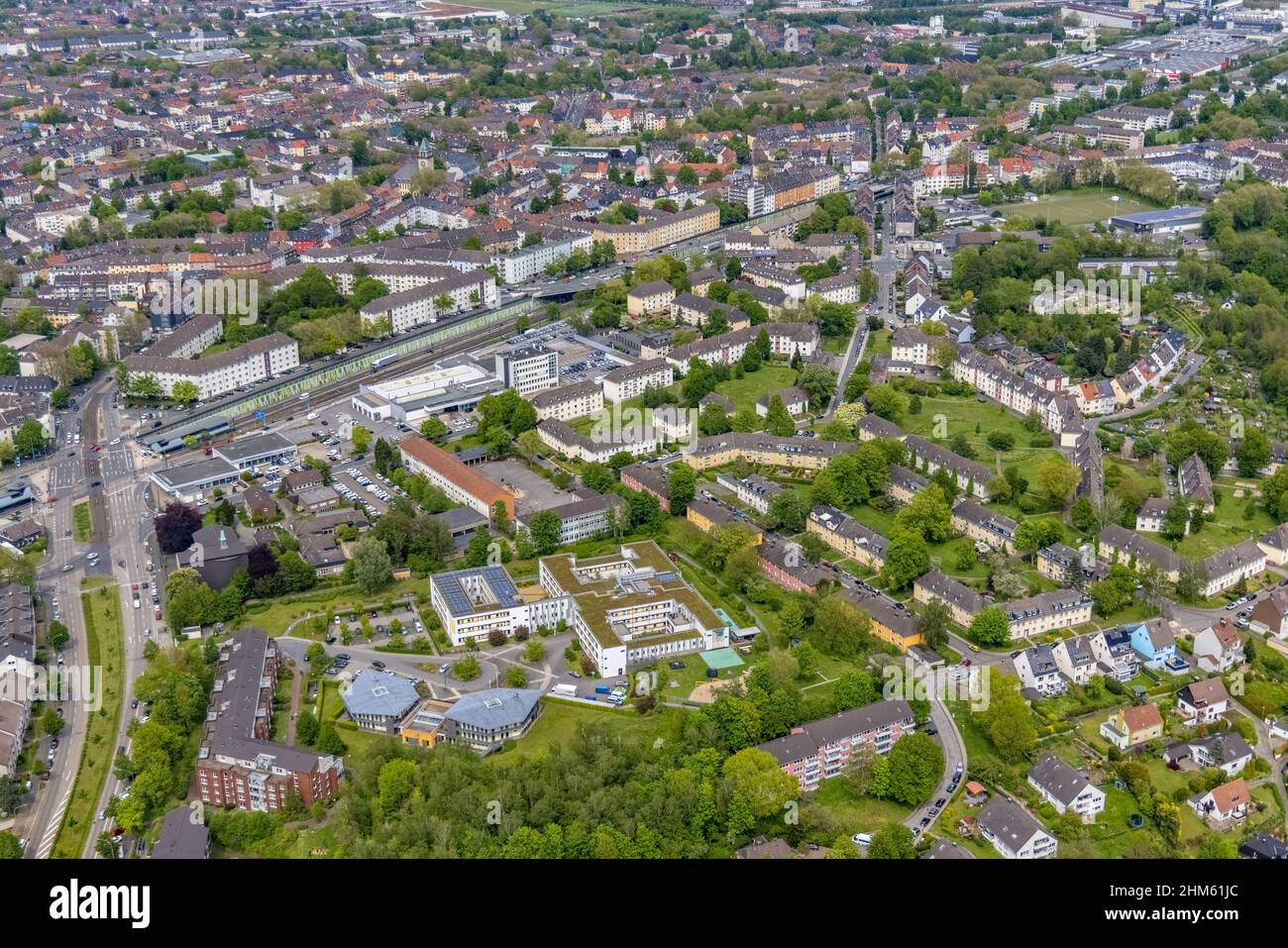 Aerial view, Clinic for Child and Adolescent Psychiatry, Albert-Liebmann-School location Adelkamp, catholic child and family centre St. Augustinus, Es Stock Photo