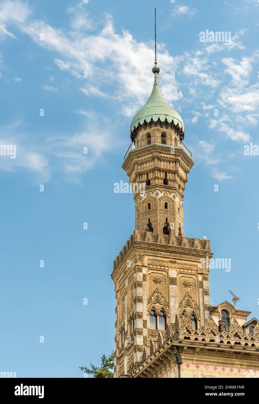 Tower of the Luxury Hotel Villa Crespi in Orta San Giulio, Piedmont ...