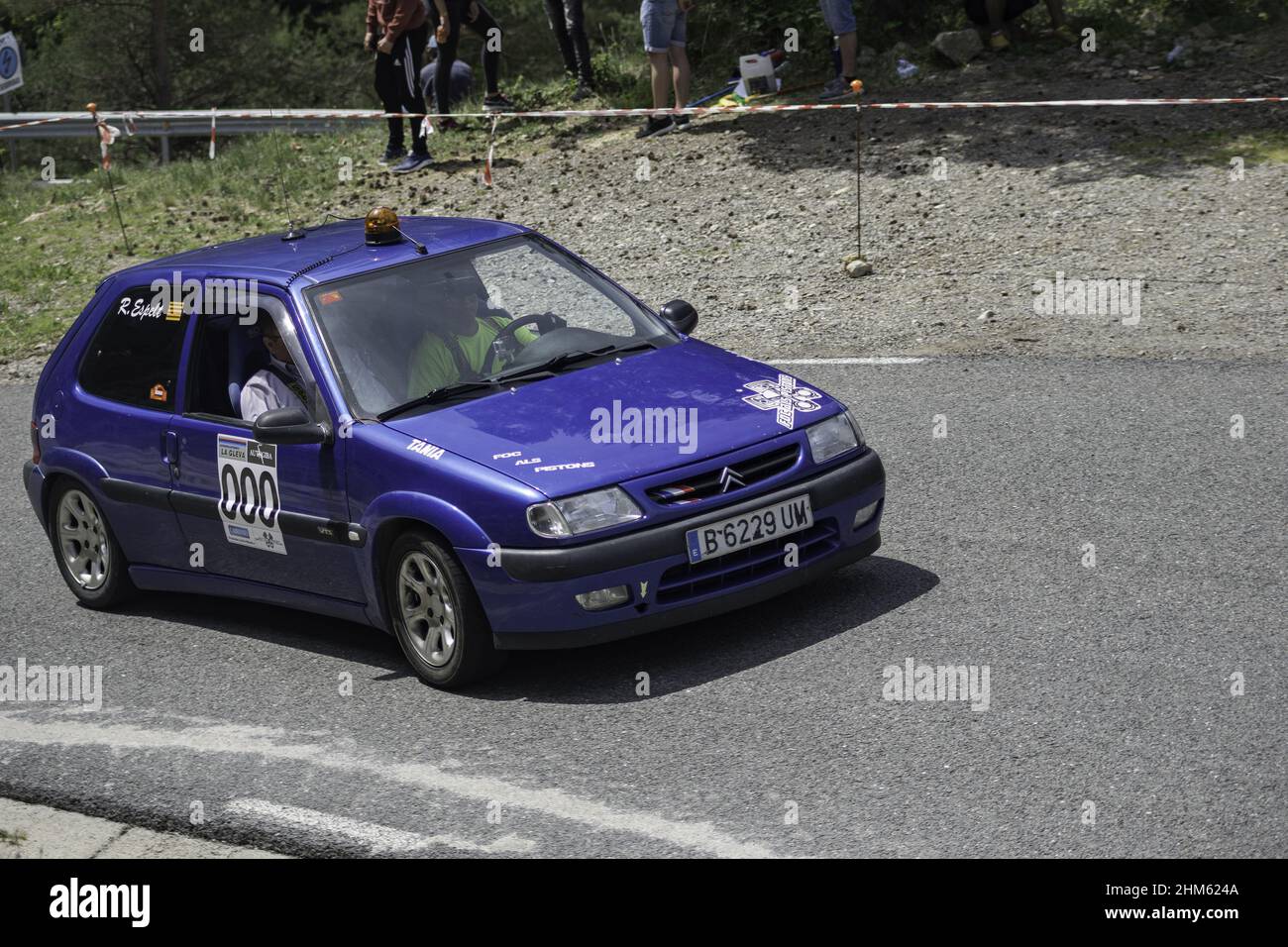 Blue Citroen Saxo 1600 rally Stock Photo