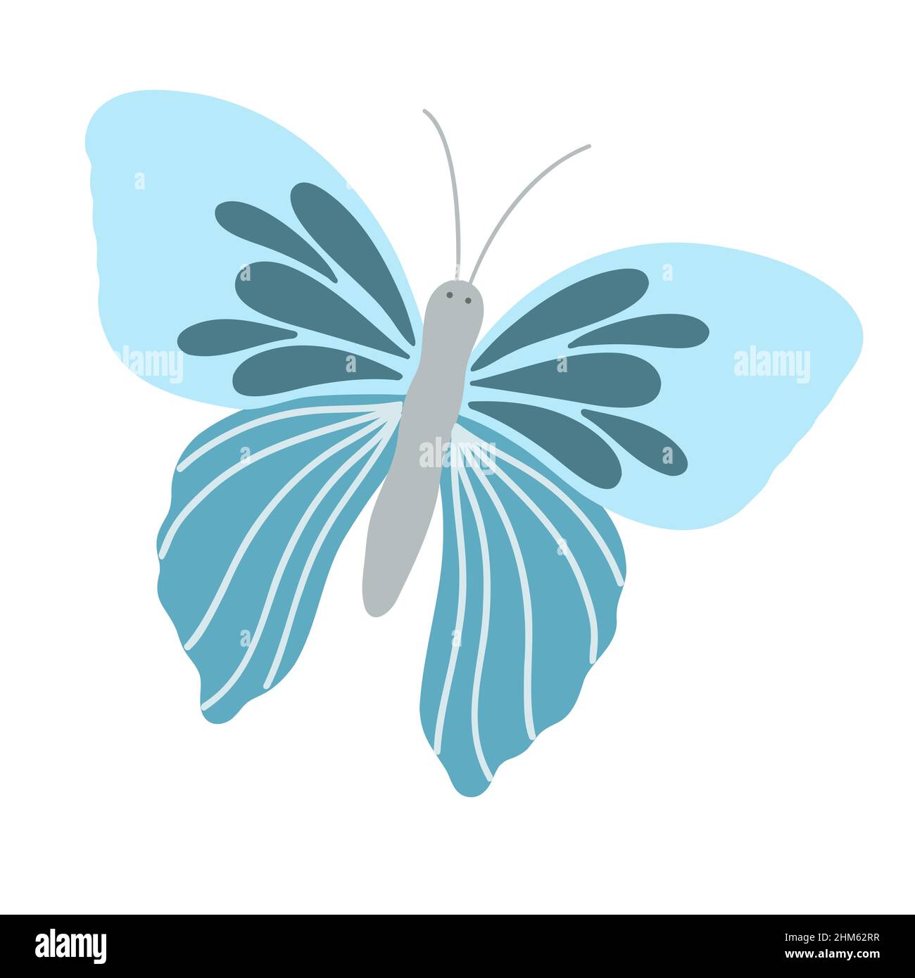 Fancy little colorful butterfly in simple flat style vector illustration, symbol of Easter holidays, spring or summer, celebration decor, clipart for cards, banner, springtime decoration, cute insect Stock Vector