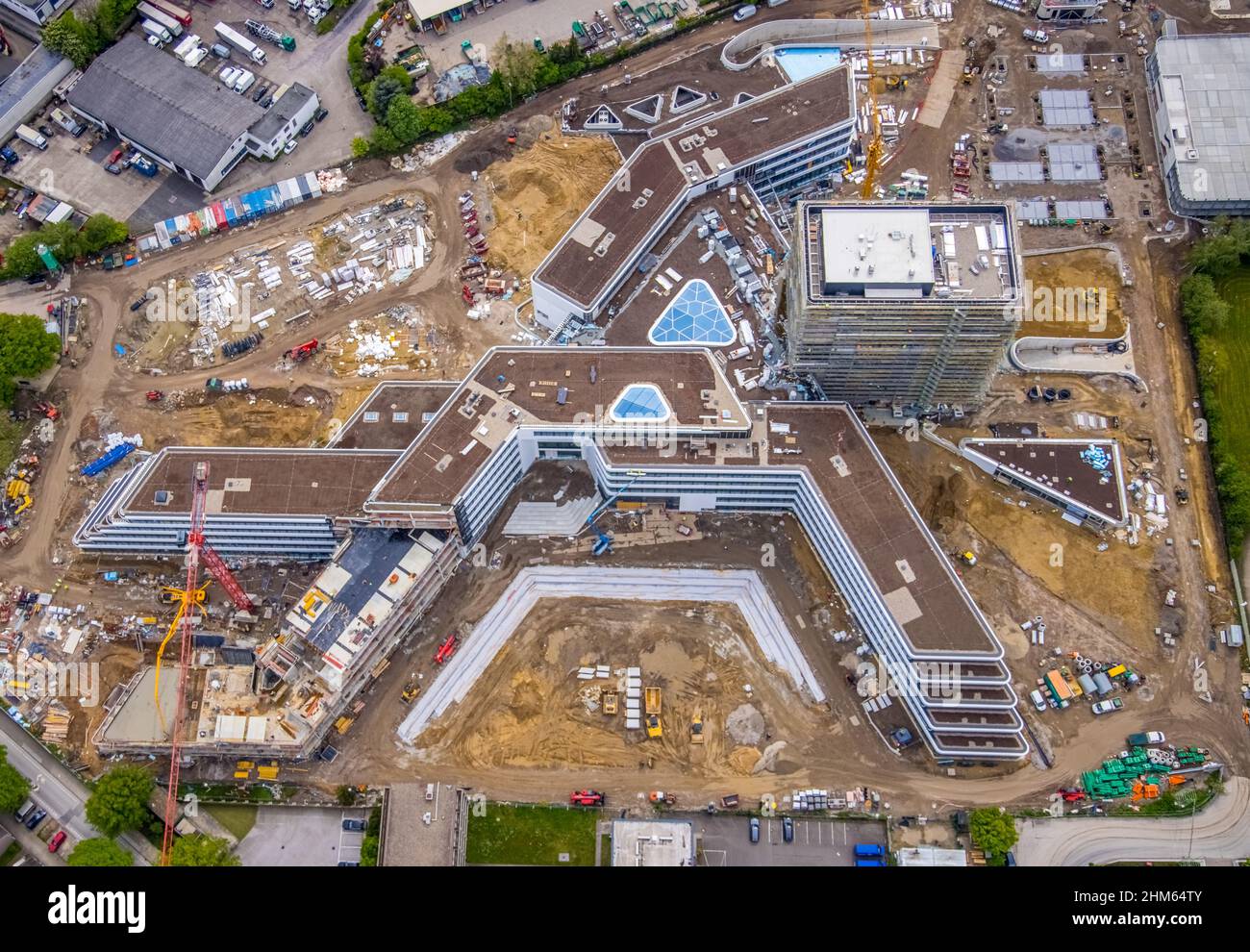 Aerial photograph, new construction and building site ALDINord Campus