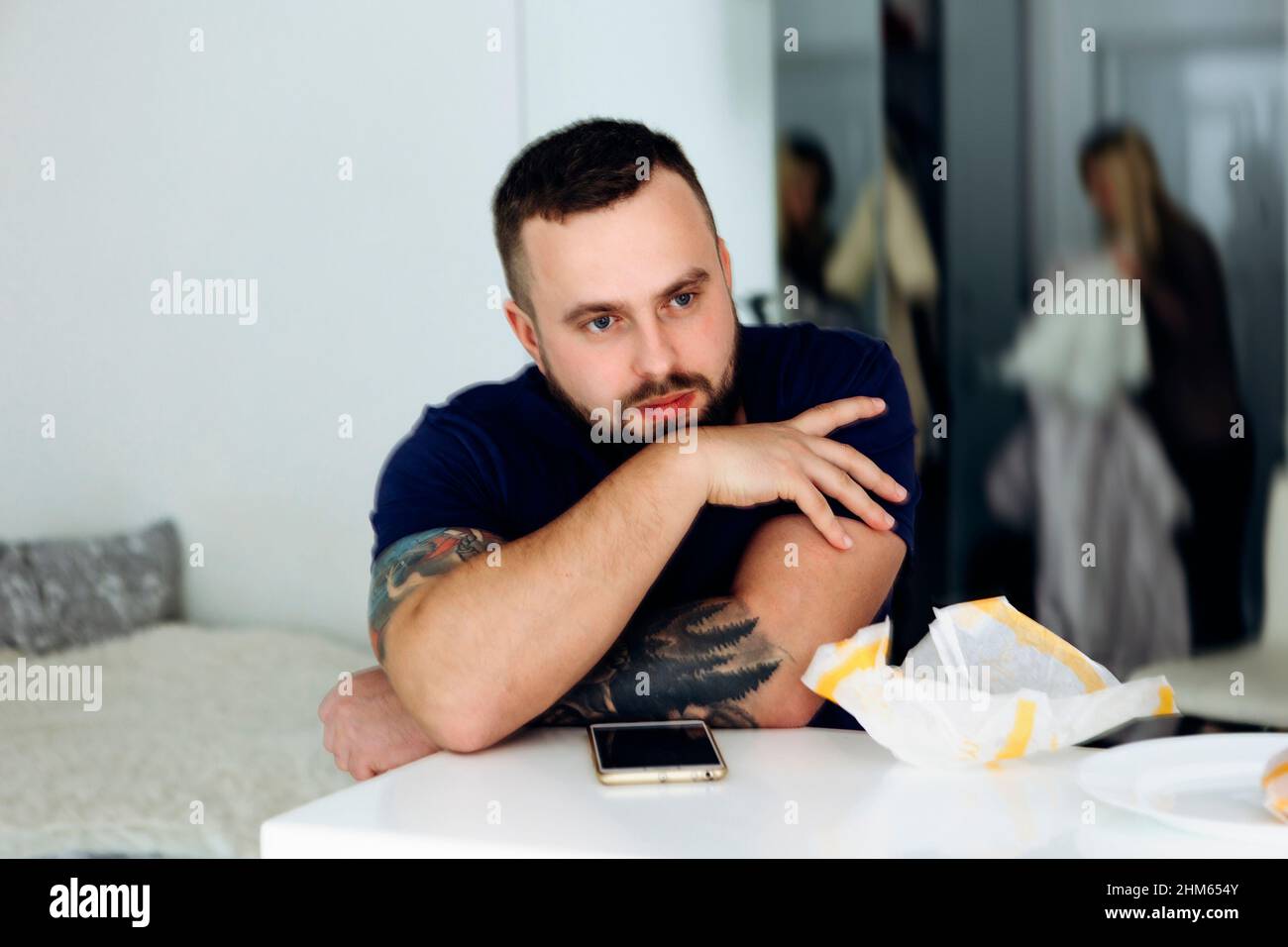 Family problems between husband and wife at home. Stock Photo