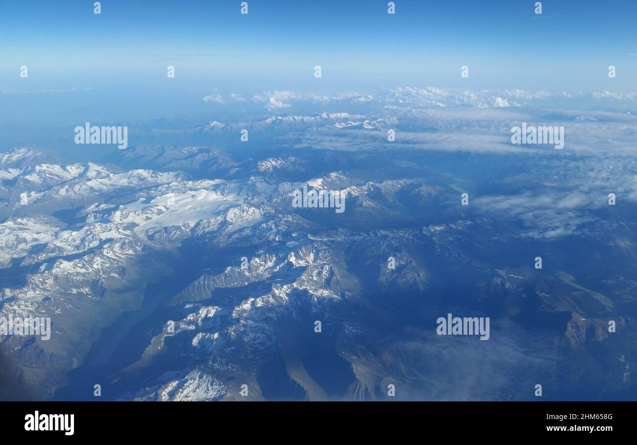Aerial view of Swiss Alps from airplane Stock Photo - Alamy