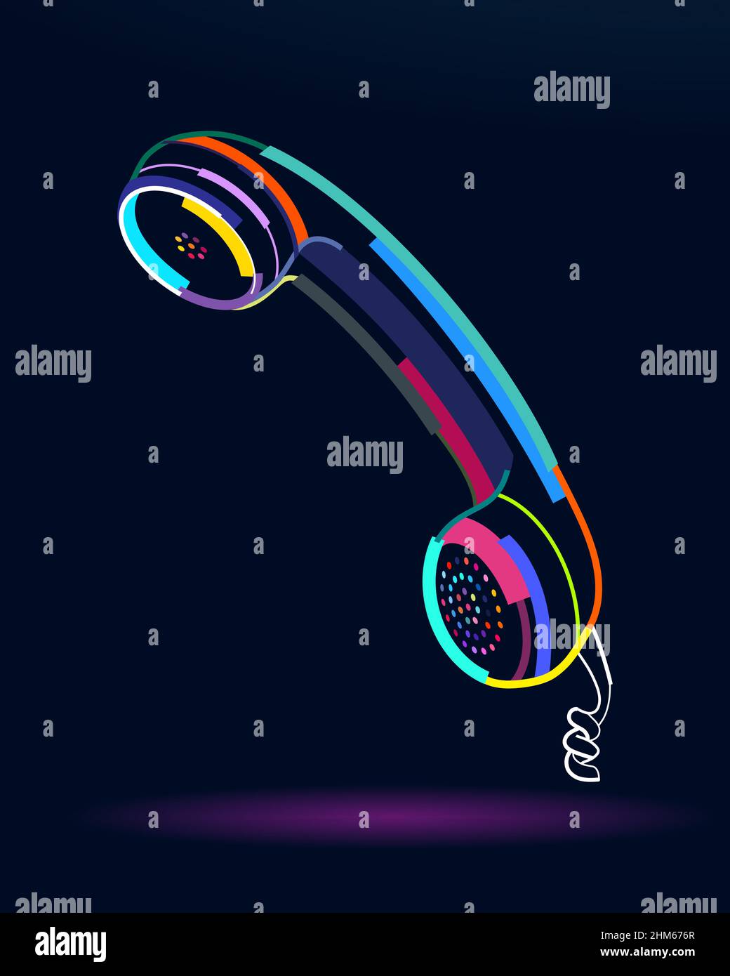 Abstract wired telephone receiver, wired handset from multicolored ...